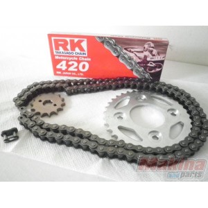 RKSETINNOVA1  RK Drive Chain Set Honda ANF-125 Innova (Chain 420)