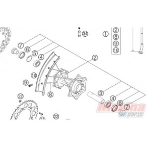 5481001004496  Rear Wheel Hub Cpl. KTM EXC-SX '03-'05