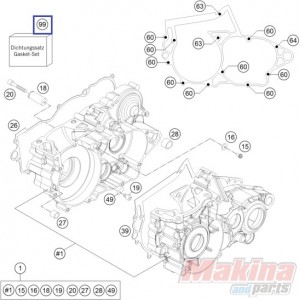 55130099001  Φλάντζες Μοτέρ Σετ KTM EXC-250/300 '08-'16