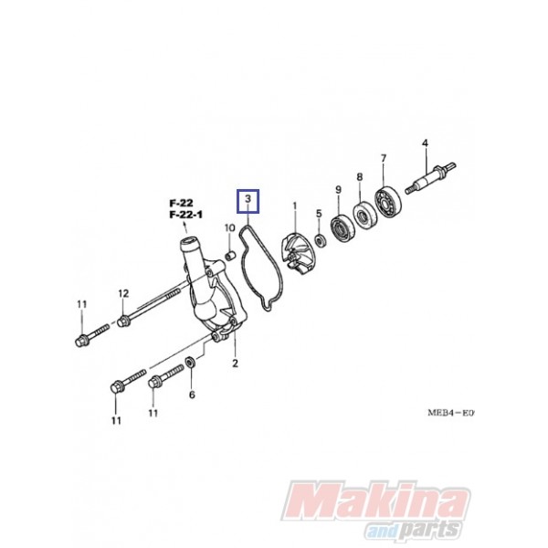 19226MEB670 Gasket Water Pump Cover Honda CRF-450R '02-'08 CRF