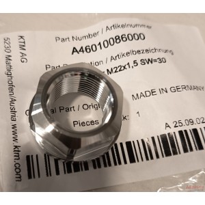 A46010086000   Hexagon Nut (M22x1,5 SW-30) KTM SX/SX-F  EXC/EXC-F  '23-'26